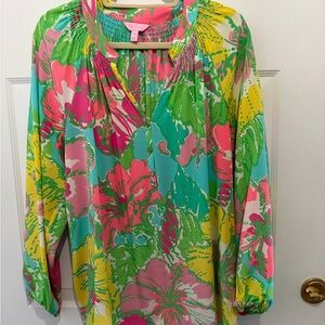 Lilly Pulitzer silk blouse GORGEOUS  size XL